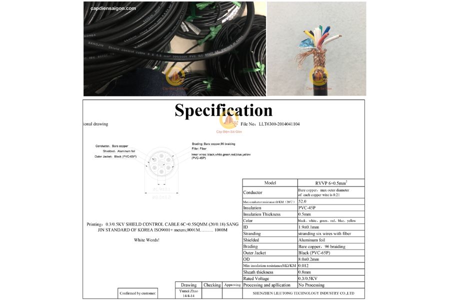 Cáp Điều Khiển Sangjin 6 Core x 2,5 mm² (Sangjin RVVP 6x2,5mm²) – Giải Pháp Tối Ưu Cho Hệ Thống Điều Khiển Công Nghiệp Hiện Đại